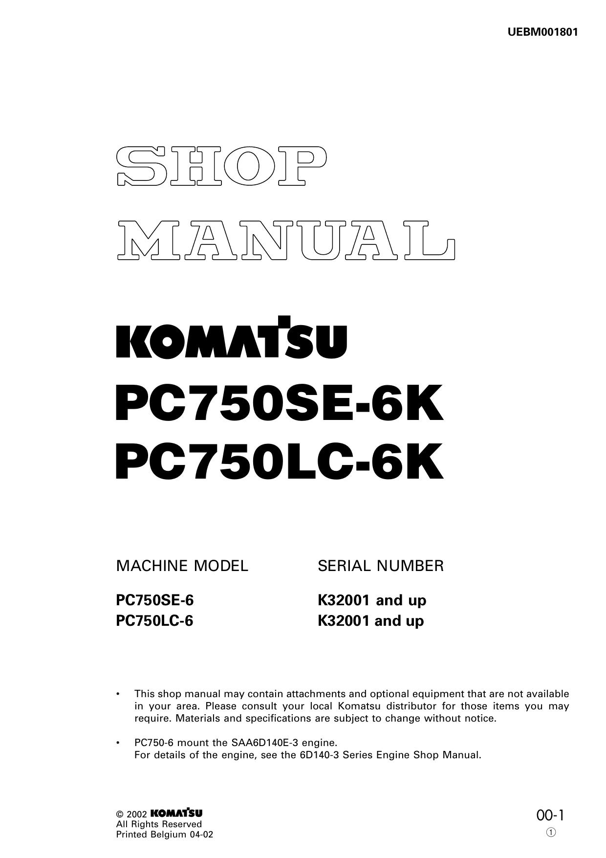 PC750SE-6 PC750LC-6 Shop Manual
